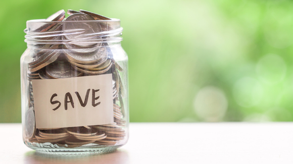 jar of money labeled "save"