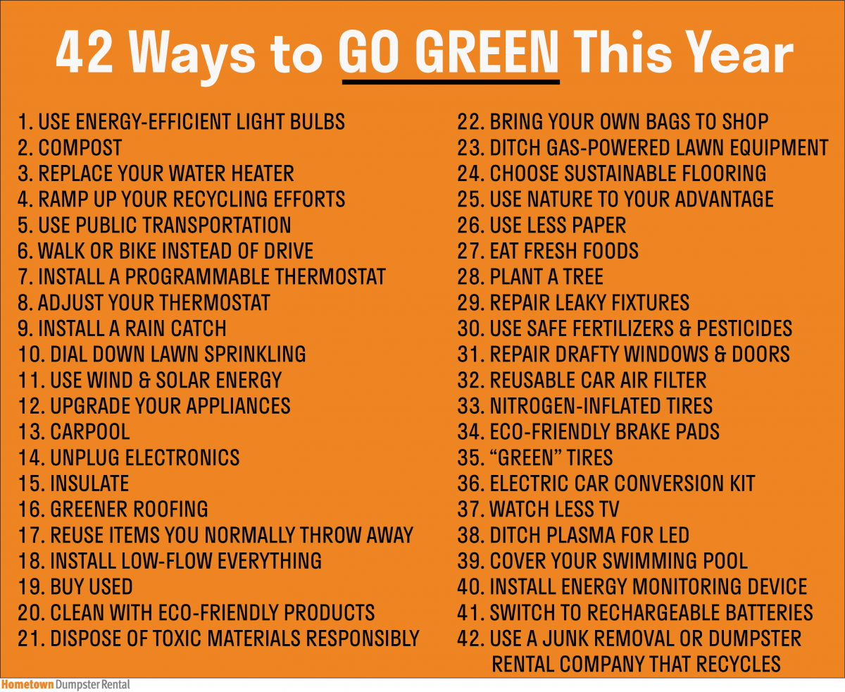 42 ways to go green infographic