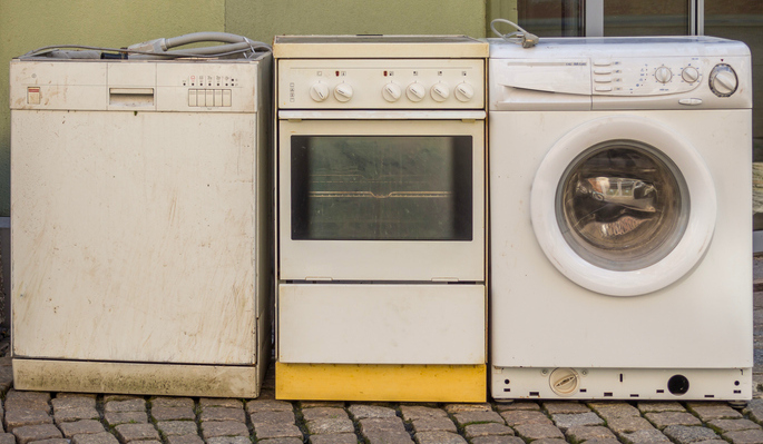 old white appliances side-by-side
