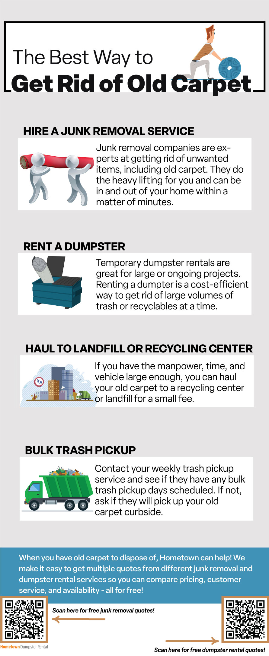 The best way to get rid of old carpet infographic