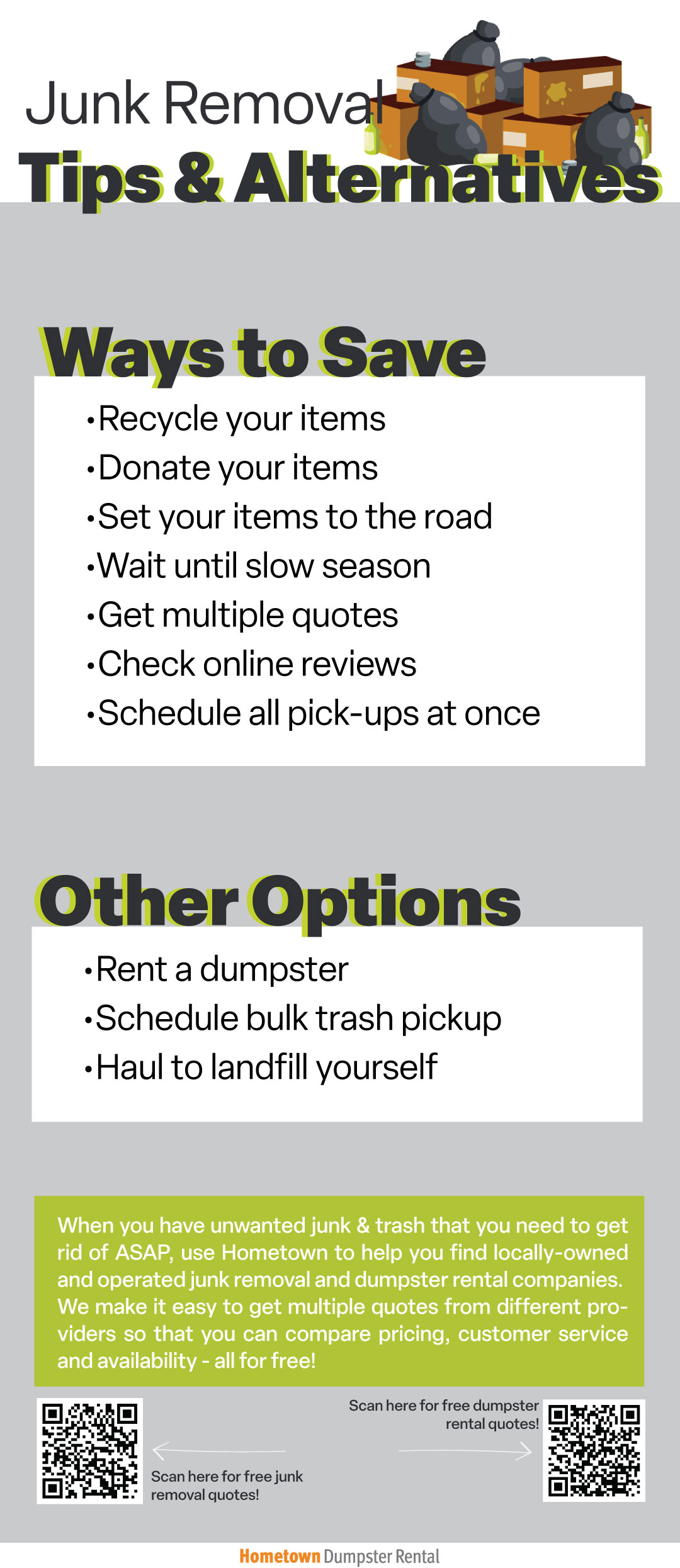Junk Removal Tips and Alternatives Infographic