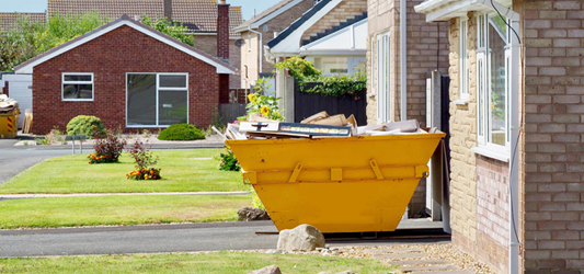 10 yard dumpster in residential driveway