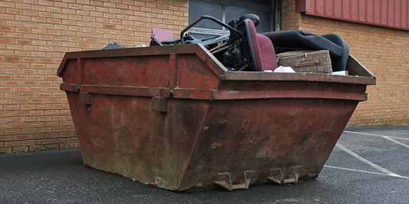 Rent a dumpster to empty out your garage