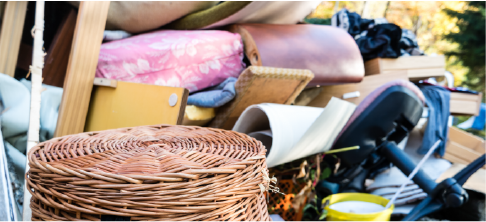 pile of household junk outside