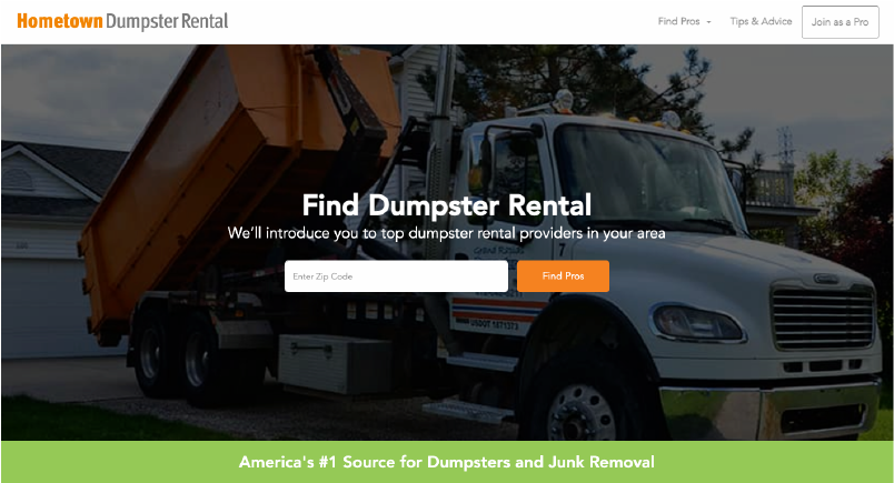 Hometown Dumpster Rental quote request form