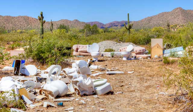 junk illegally dumped in desert