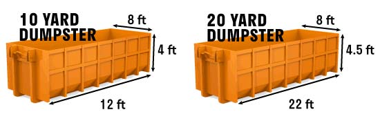 10 yard and 20 yard dumpster dimensions
