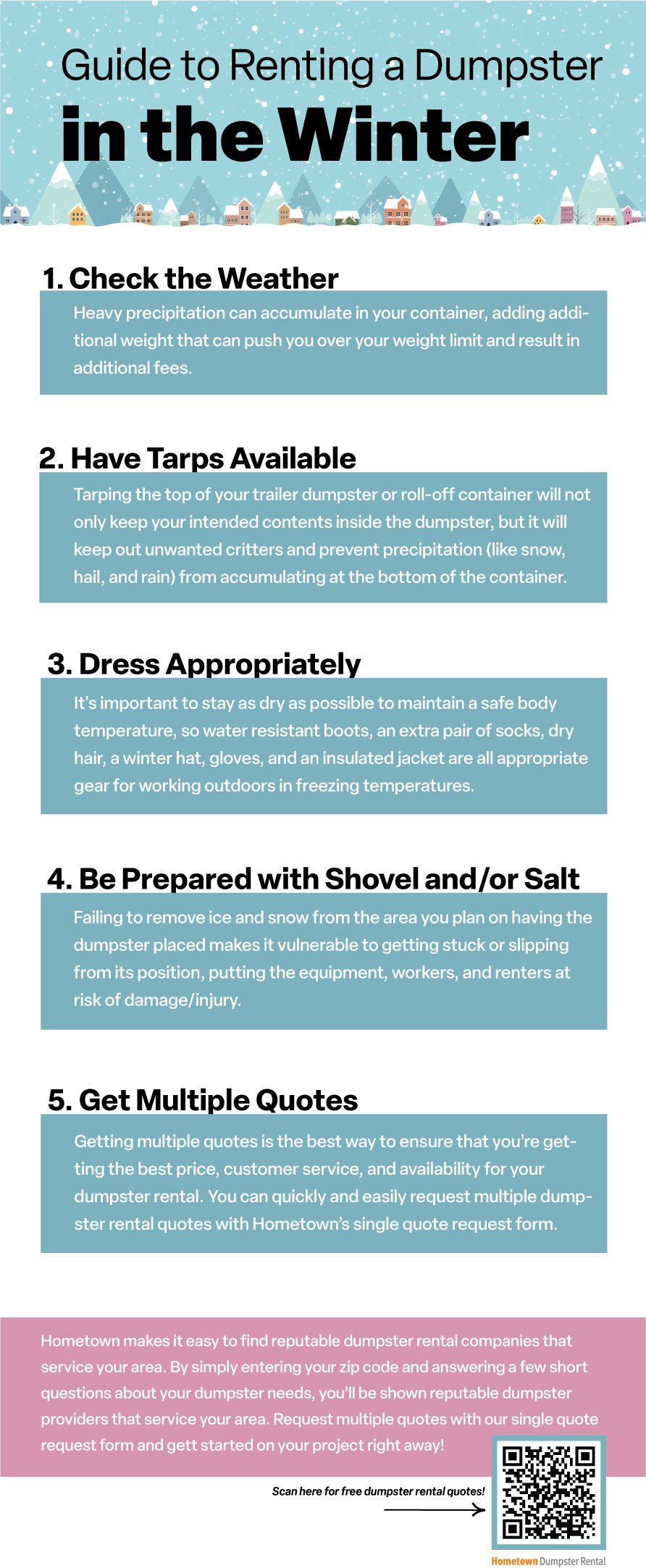 Guide to Renting a Dumpster in the Winter Infographic