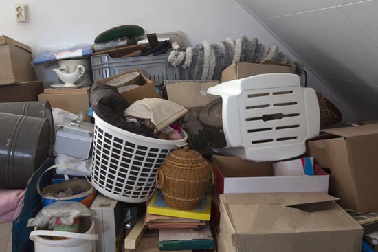 messy, unorganized pile of household items