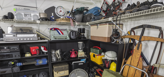 Messy disorganized basement