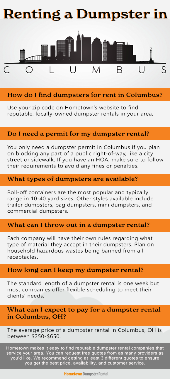 Renting a dumpster in Columbus, OH infographic