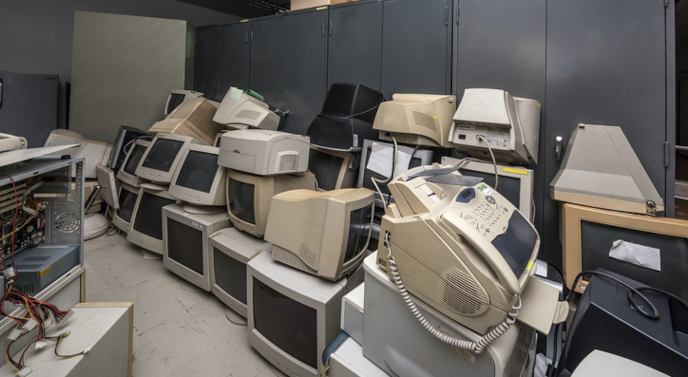 Old electronics at a commercial business