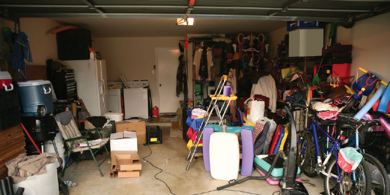 Messy unorganized garage