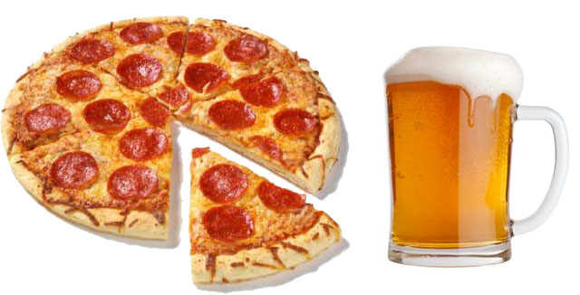 pizza and beer pizza and beer