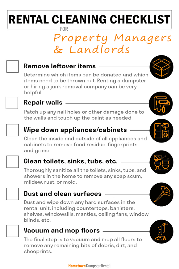 Rental cleaning checklist for landlords infographic