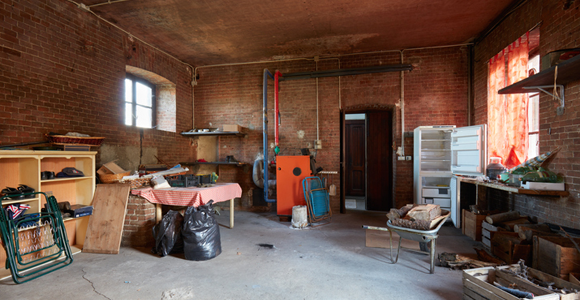 Garage full of clutter and junk