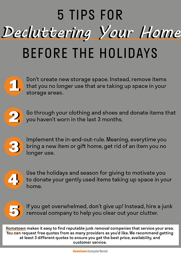 Tips to declutter your house before the holidays infographic