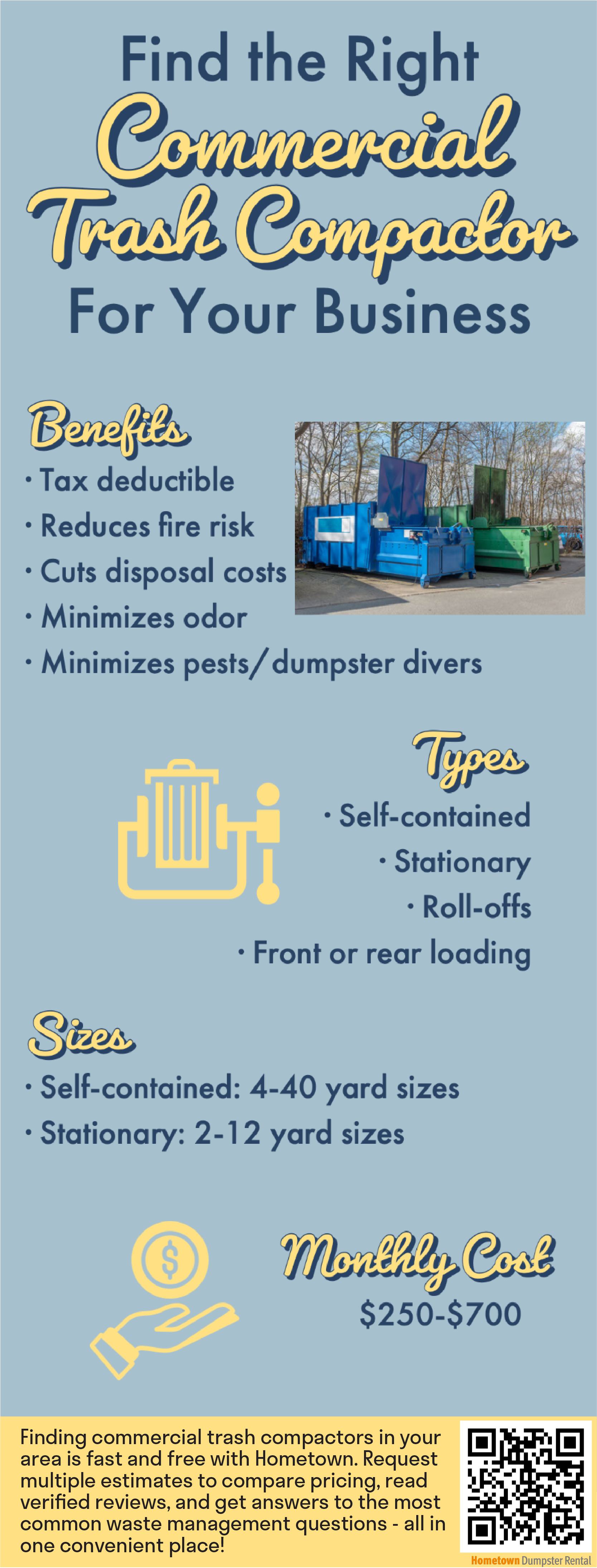 Find the Right Commercial Trash Compactor for Your Business Infographic