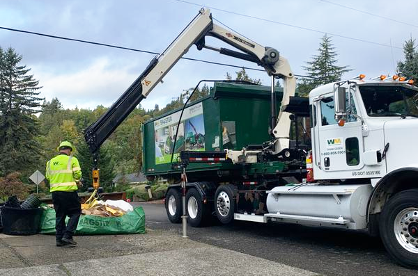 Bagster being picked up by Waste Management