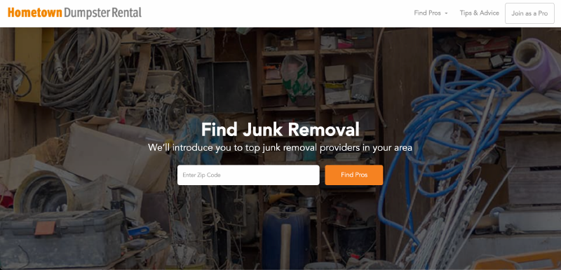 Hometown junk removal quote request form step 1