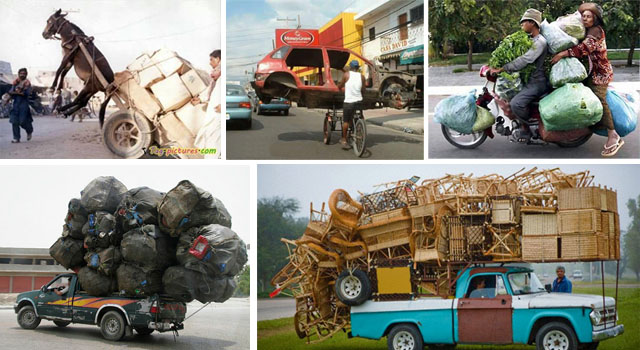 Funny pics of people hauling trash and other junk