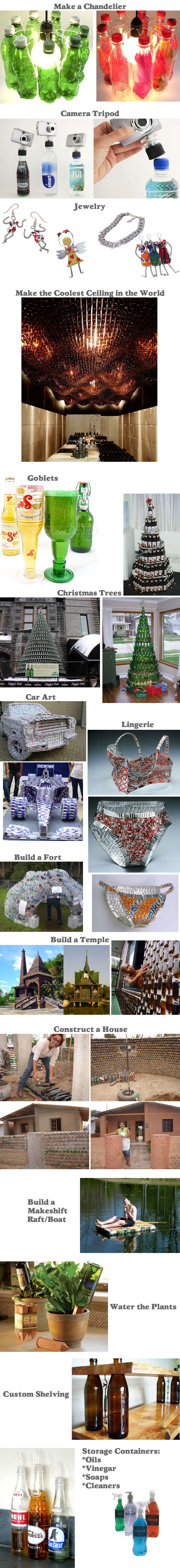 ways to reuse and recycle cans and bottles