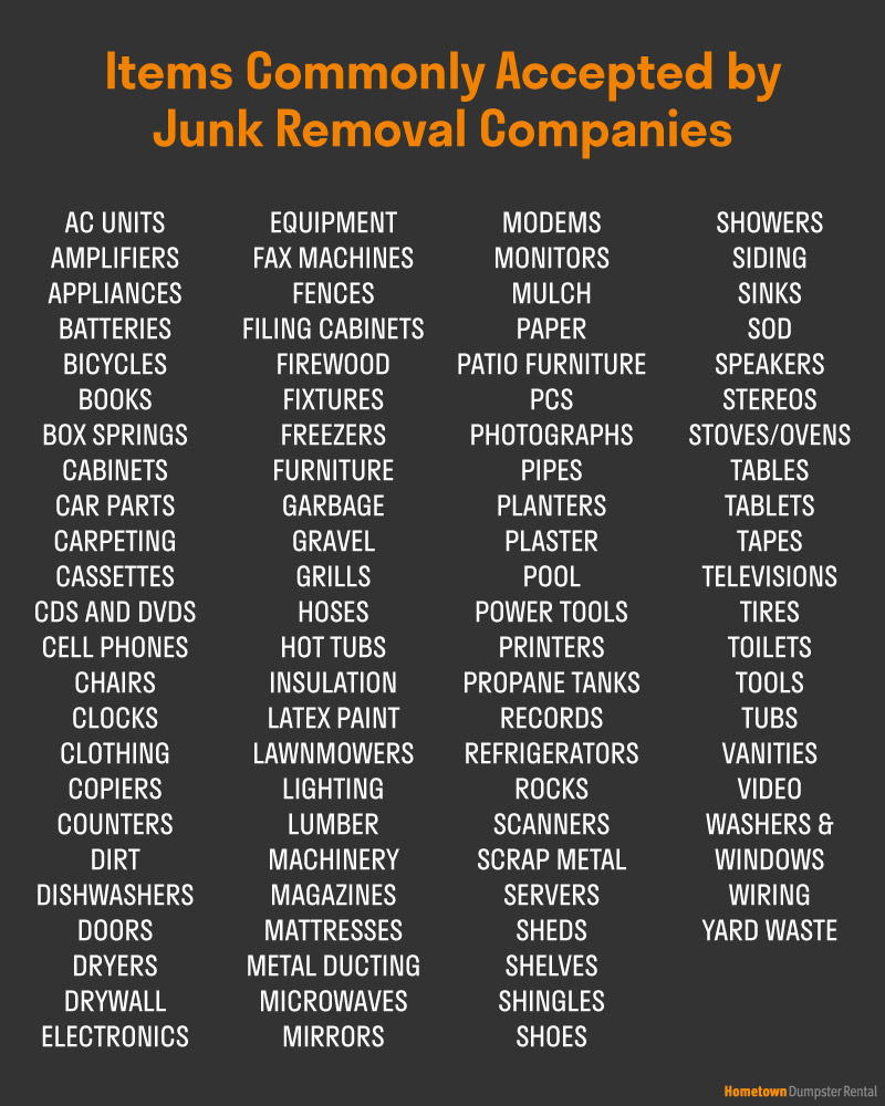 items junk removal companies accept infographic