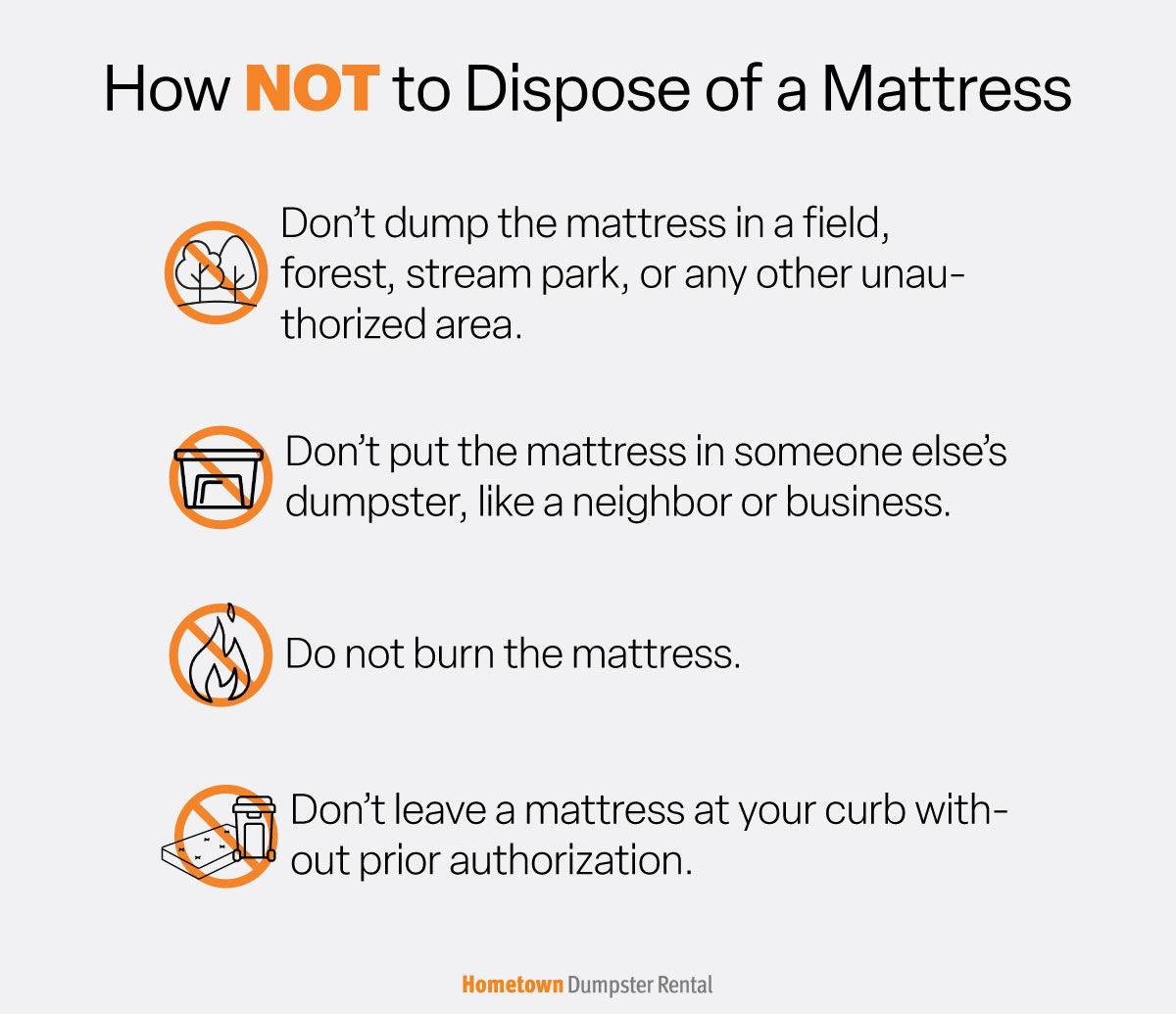 how not to dispose of a mattress infographic
