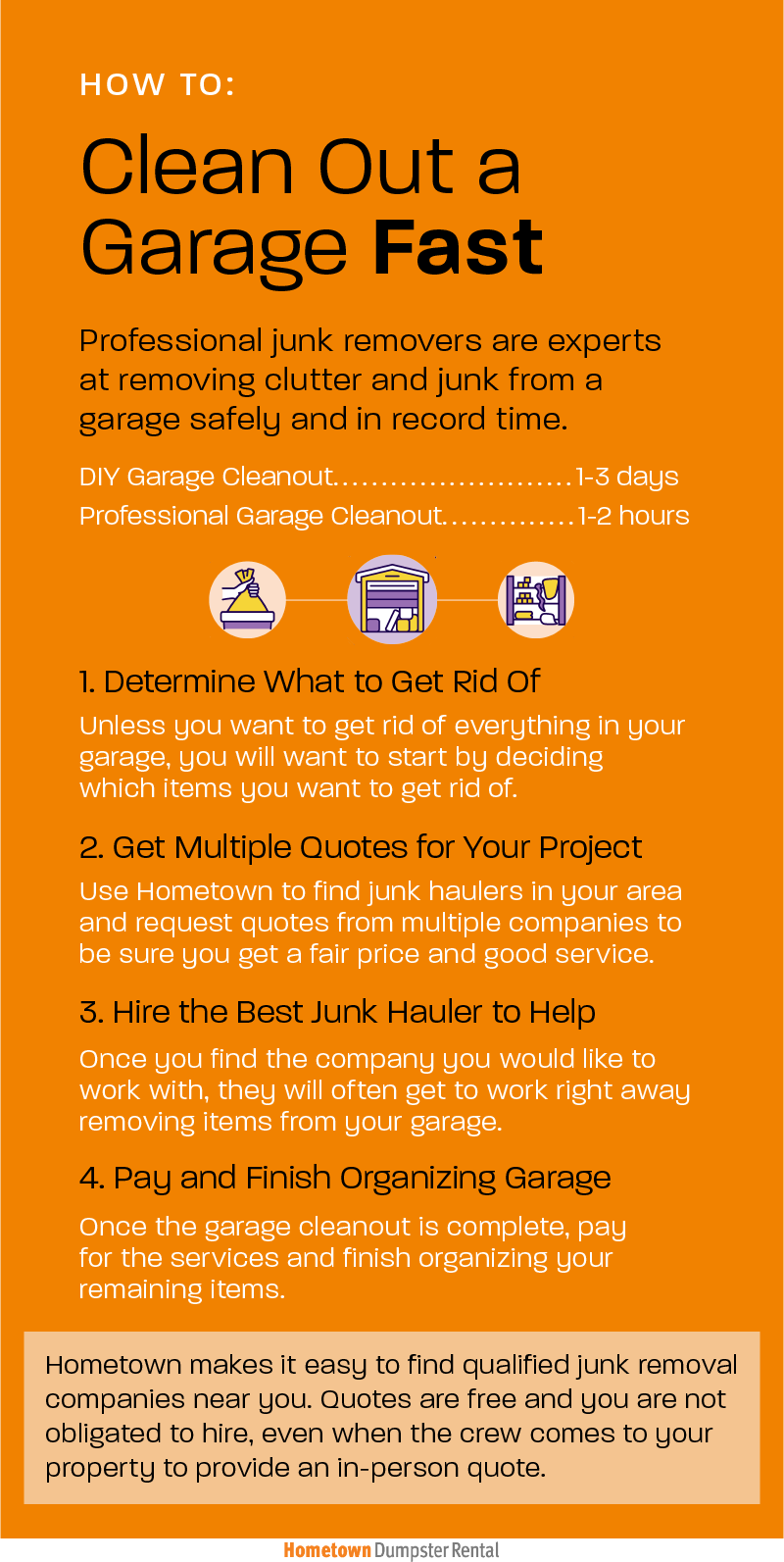 how to clean out garage fast infographic