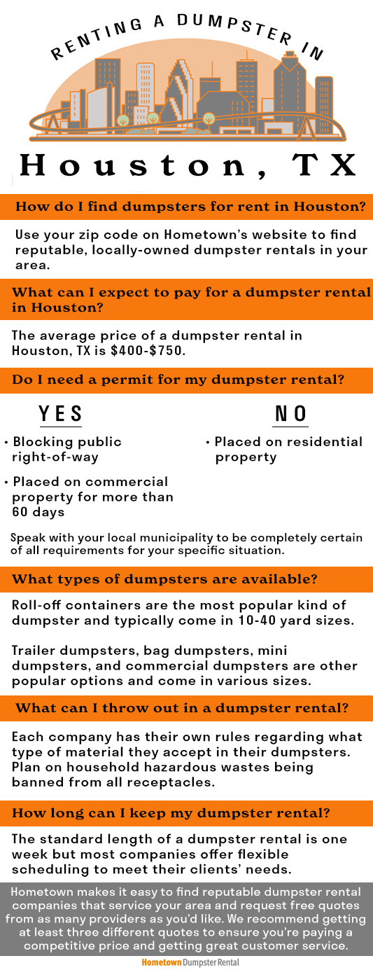 Renting a dumpster in Houston, TX infographic