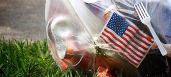 bag of trash and recyclables