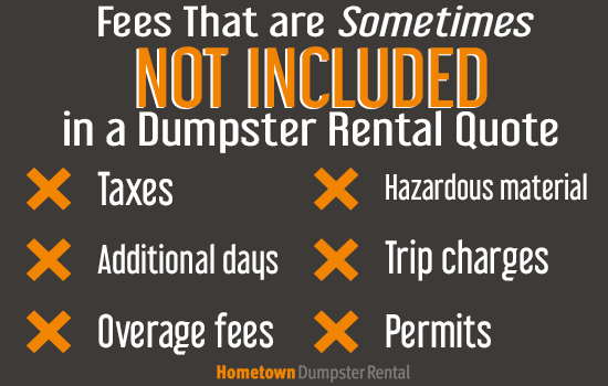 fees that are sometimes not included in dumpster rental quotes