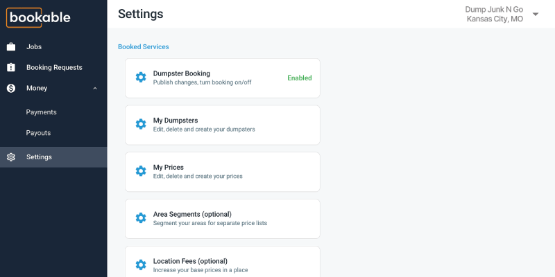 bookable dashboard view