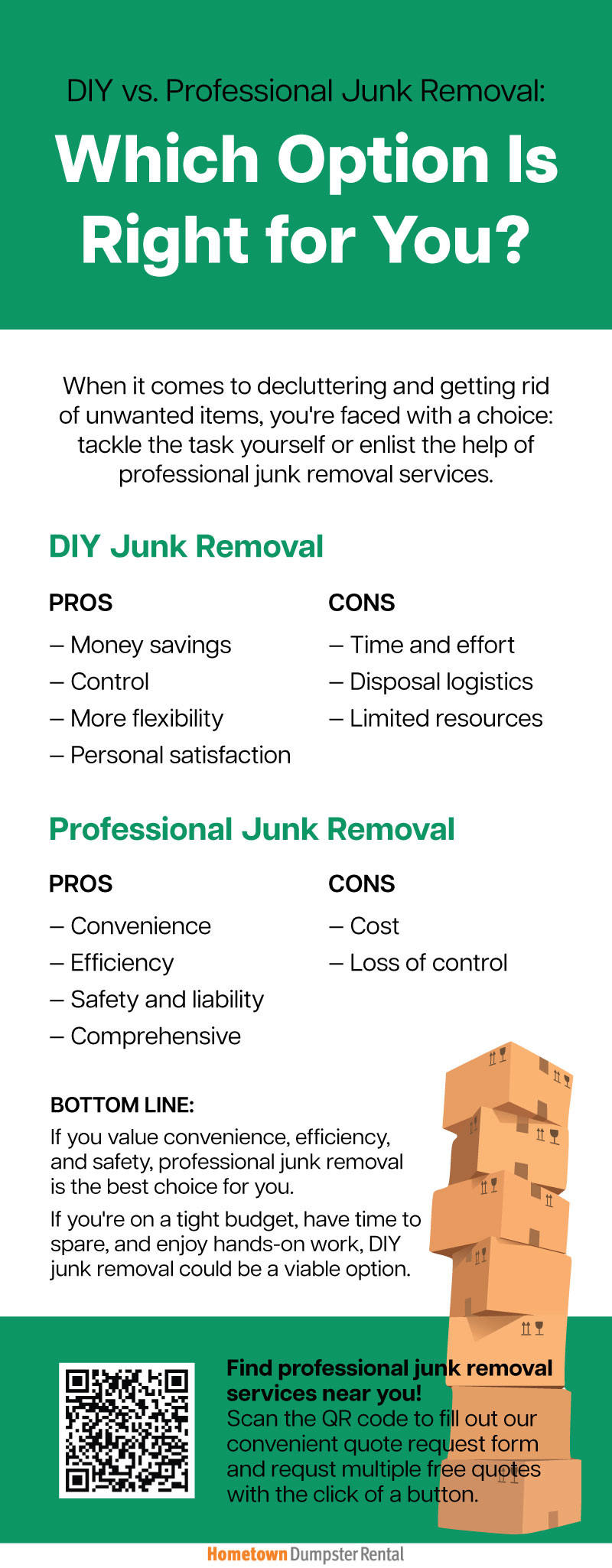 DIY or professional junk removal infographic