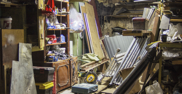 House full of clutter and piled up junk