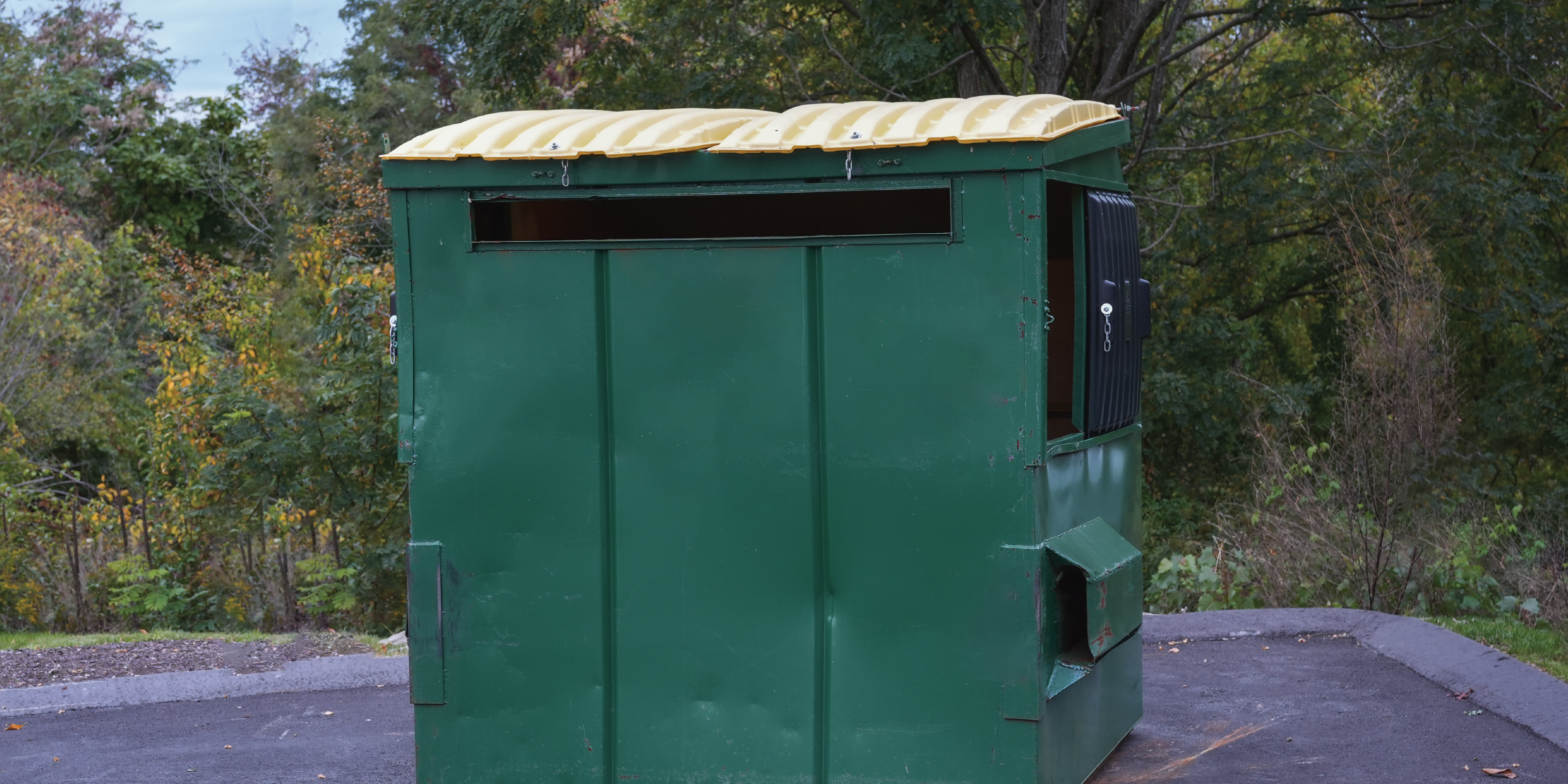 green commercial dumpster