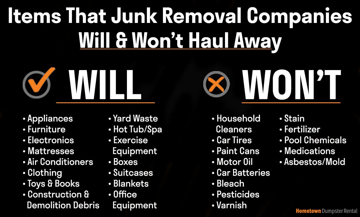 acceptable and unacceptable junk removal infographic