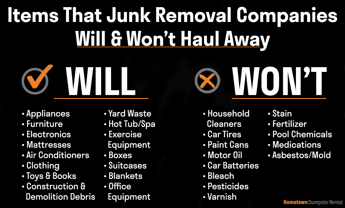 acceptable and unacceptable junk removal items infographic