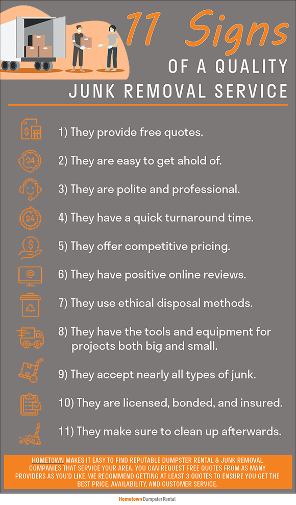 11 signs of a quality junk removal service infographic