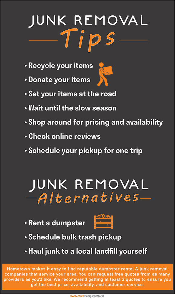 Junk removal tips and alternatives infographic