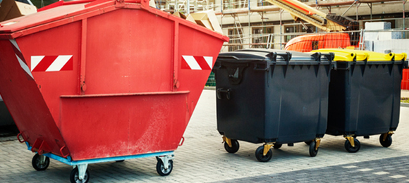 different size commercial dumpsters on wheels
