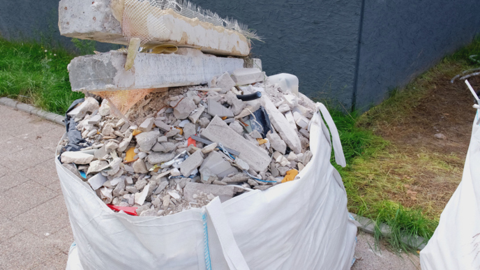 Bag full of construction debris