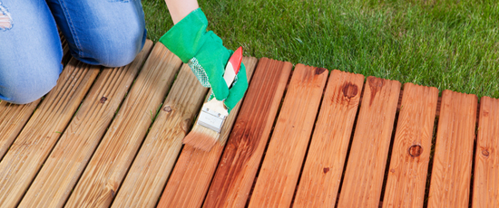 staining a wooden deck