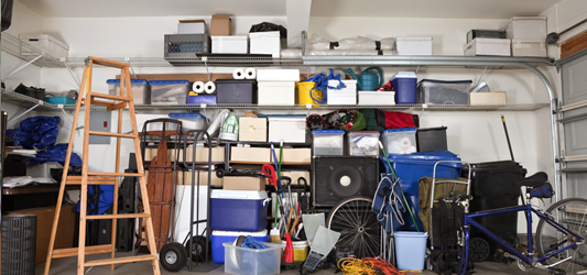 garage full of accumulated junk and household items