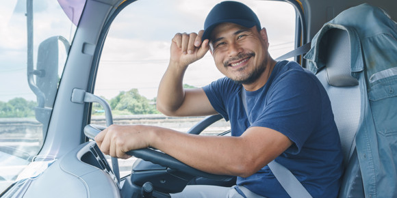 Friendly dumpster truck driver