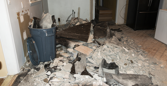 Pile of kitchen renovation debris