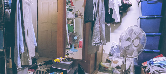 cluttered messy bedroom