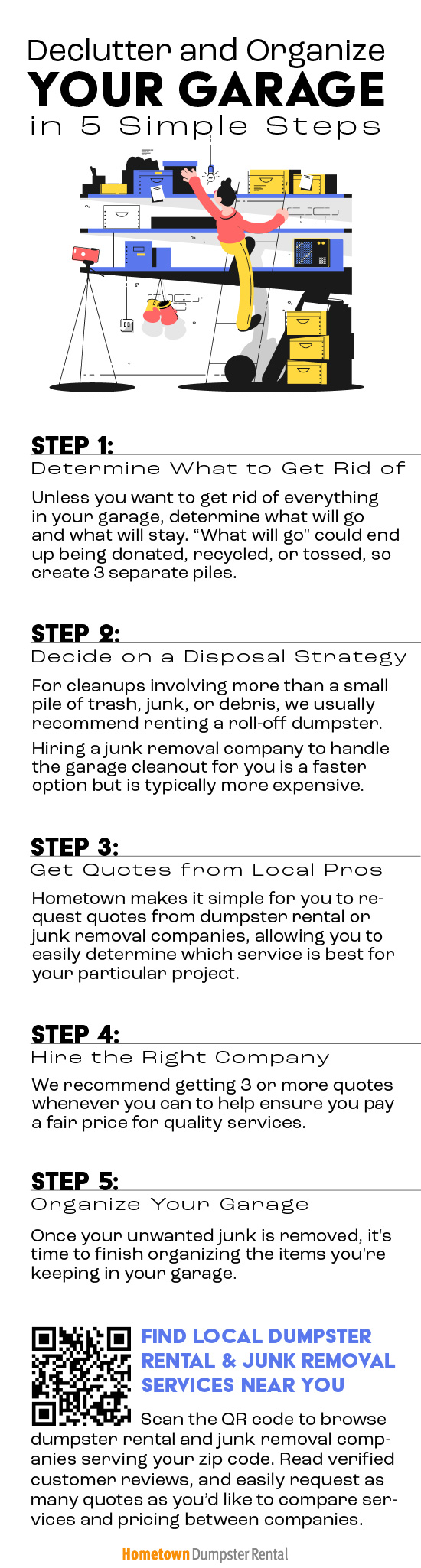 declutter and organize garage in 5 steps infographic