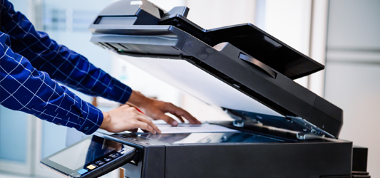 Person scanning a document