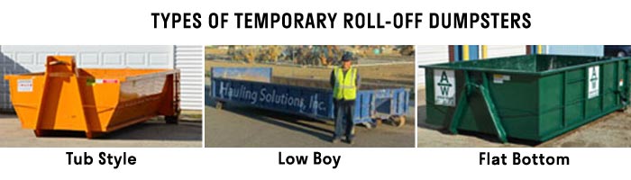 types of temporary roll-off dumpsters